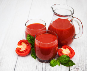 Glasses with tomato juice