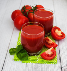 Glasses with tomato juice