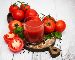 Glass with tomato juice