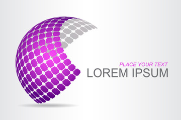 Logo stylized spherical surface with abstract shapes