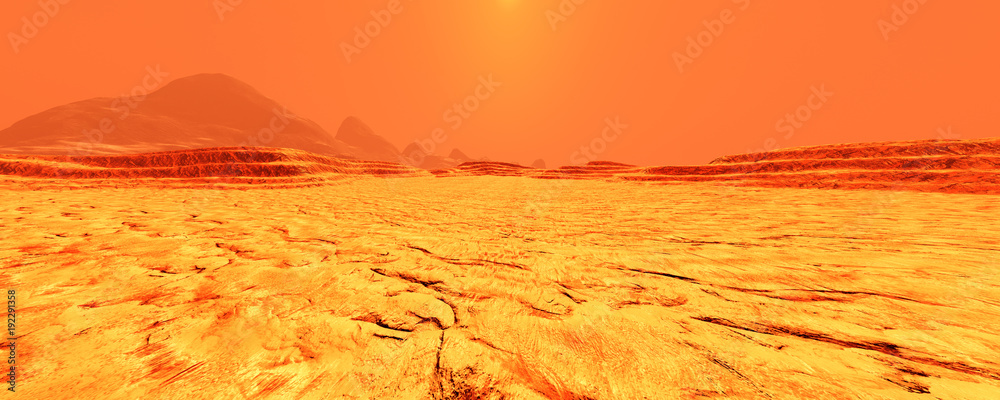 Wall mural 3d rendering planet mars lanscape