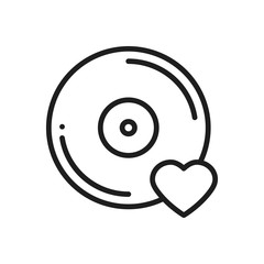 Vinyl line icon. Favorite song. Vinyl record disco dance nightlife club DJ disk party theme. Sign and symbol. Vector illustration.