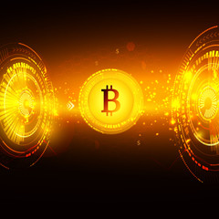 Bitcoin symbol and price chart. Cryptocurrency concept. Futuristic vector design