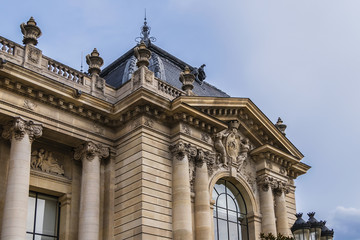 Fototapeta na wymiar External view of Architectural Details of famous Petit Palais (Small Palace, 1900) in Paris, France.