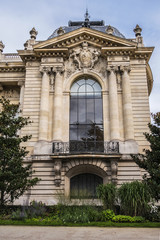 External view of Architectural Details of famous Petit Palais (Small Palace, 1900) in Paris, France.