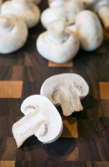Heap of mushrooms: sliced champignons as ingredients for cooking dinner