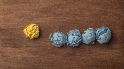 Paper Lamp, concept of idea on wooden background