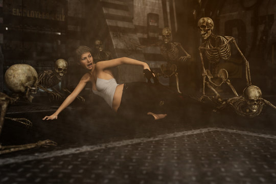 Death trap,3d art horror fiction for book cover or book illustration 
