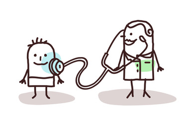 Cartoon Doctor  Pediatrician with Child