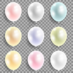 Set of Colored Flying Balloons. Bunch of Colorful Helium Rubber Air Birthday Balloon for Party