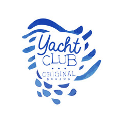 Fototapeta premium Abstract watercolor painting for yacht club. Sea and ocean theme. Original hand drawn illustration. Vector design for postcard, advertising poster or flyer