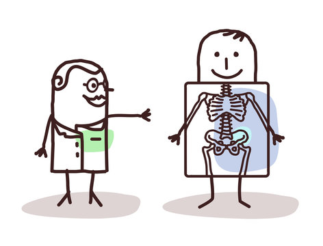 Cartoon Doctor  Radiologist with Patient