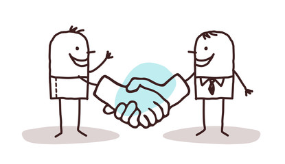 Cartoon Men Shaking Big Hands