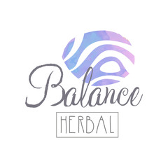 Abstract logo for self-development center or yoga class. Wellness and alternative medicine concept. Herbal balance. Watercolor painting. Hand drawn vector design