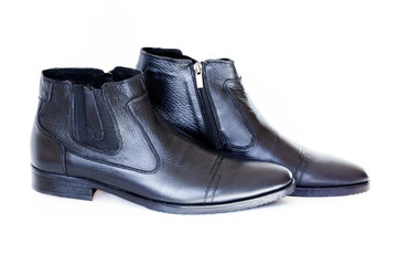 Black  men boot  isolated with soft shadow on white background