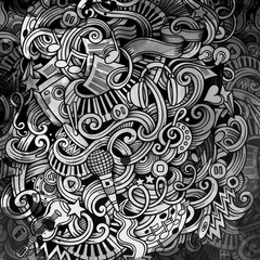 Doodles Musical illustration. Creative music background. Graphic