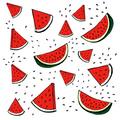 Watermelon hand drawn