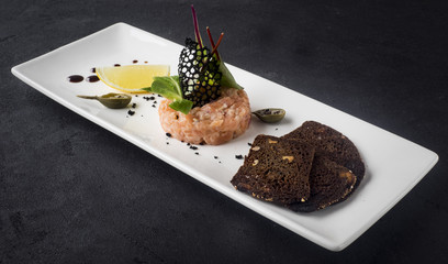 salmon tartare and avocado