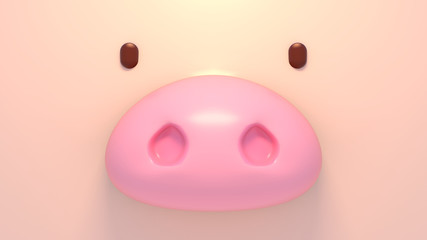 Cartoon pig nose close up. 3d rendering picture.
