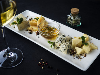 plate with different kinds of cheese