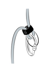 Belay device with rope and carabiner - 192297749