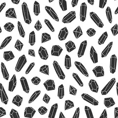 Black crystal seamless pattern on white background