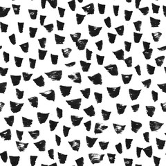 Seamless pattern with black watercolour brush dabs