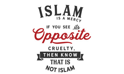 Islam is a mercy. If you see its opposite, cruelty, Then know that is not Islam.
