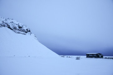 Fototapeta na wymiar iceland nature, winter travel photo in snow, adventure, trip, hiking, mountains.