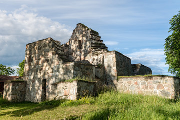 Fototapeta na wymiar Ruin of a medieval church made of stone