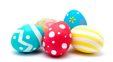 Perfect colorful handmade easter eggs isolated on a white - 192299517