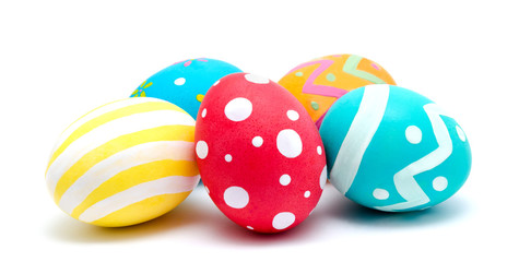 Perfect colorful handmade easter eggs isolated on a white