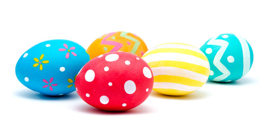 Perfect colorful handmade easter eggs isolated on a white