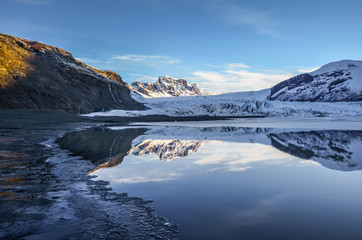 Obraz na płótnie Canvas iceland nature, winter travel photo in snow, adventure, trip, hiking, mountains.