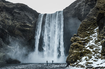 iceland nature, winter travel photo in snow, adventure, trip, hiking, mountains.