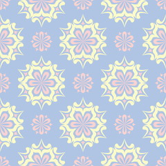 Pale blue seamless background. Floral pattern
