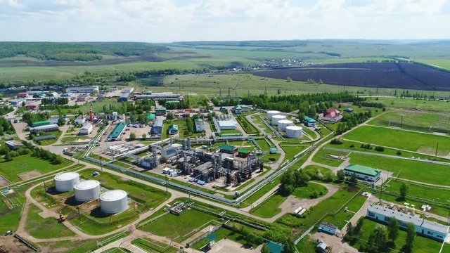 Fuel Processing Factory Territory against Scenery