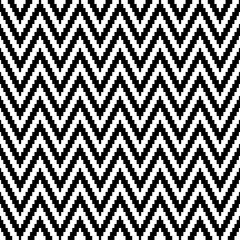 Fototapete Chevron Nahtloses Muster Pixel Chevron Schwarz/Weiß Little