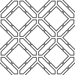 White and black geometric ornament. Seamless pattern
