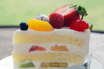 Mix fruits cake with fresh cream, Yummy
