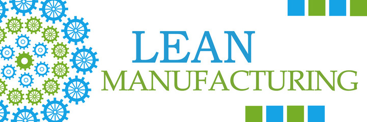Lean Manufacturing Green Blue Circular Gears Horizontal 