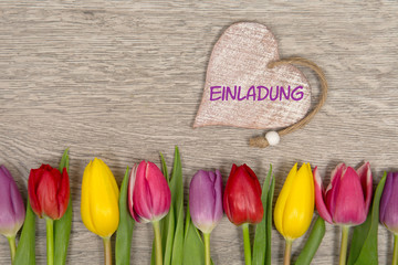 Tulpen und Herz: Einladung