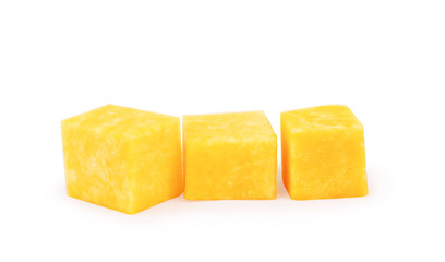 Pumpkin vegetable cube slice isolated on white background