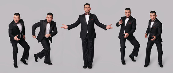 Handsome man in black tuxedo