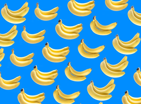 Bananas on the blue background.