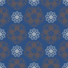 Blue floral seamless background. Design pattern with flower elements