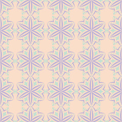 Seamless floral pattern. Beige violet and blue background