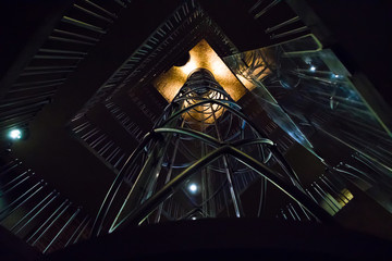 Elevator inside of Prague Astronomical Clock tower in Prague, Czech republic