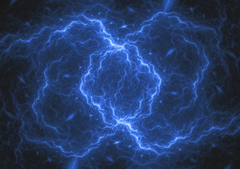 Blue plasma lightning cloud, electrical abstract background