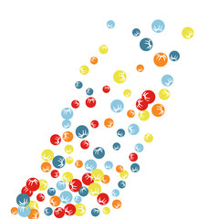 Vector Confetti Background Pattern. Element of design. Colored stylized berries on a black background
